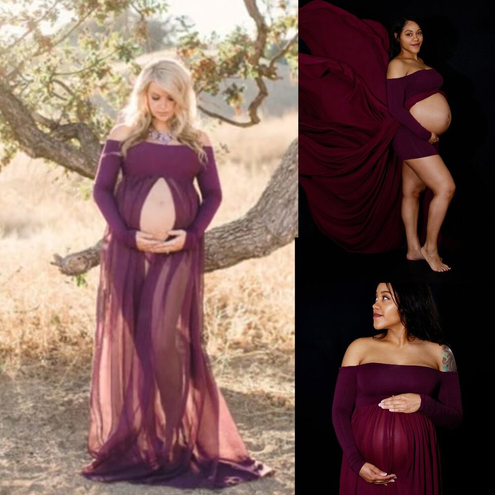 Sew Trendy "Roxy" Maternity gown w/ matching shorts | Plum | Size XS/S